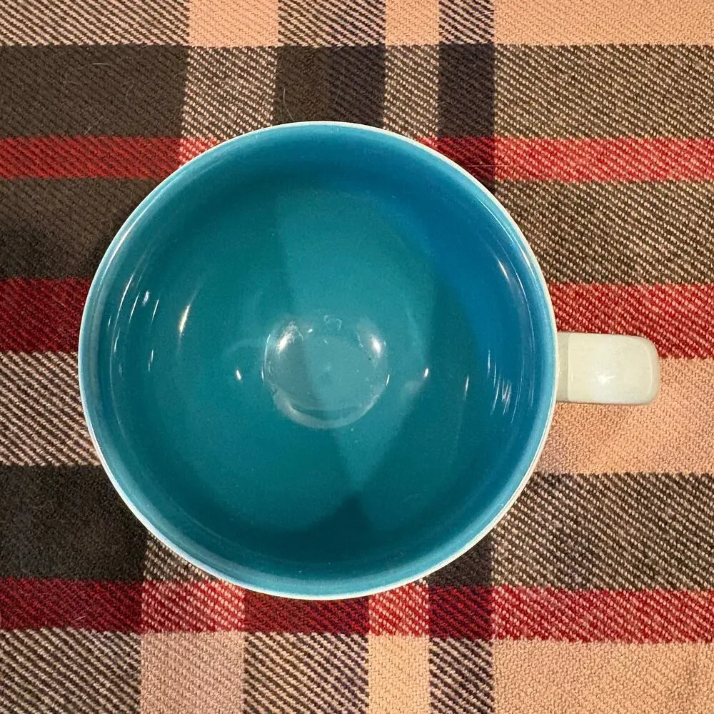 STARBUCKS COFFEE 2006 Coffee Tea Cup Mug Asian Inspired Floral Teal/Blue 12oz